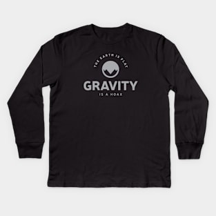 Flat Earth Gravity is a HOAX Kids Long Sleeve T-Shirt